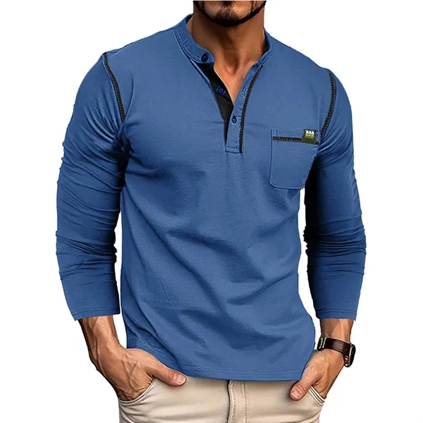 Men's Henley Shirts Long Sleeve - Men's Henley Shirts Long Sleeve - Image 8 of 11