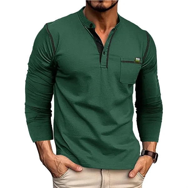 Men's Henley Shirts Long Sleeve - Men's Henley Shirts Long Sleeve - Image 9 of 11