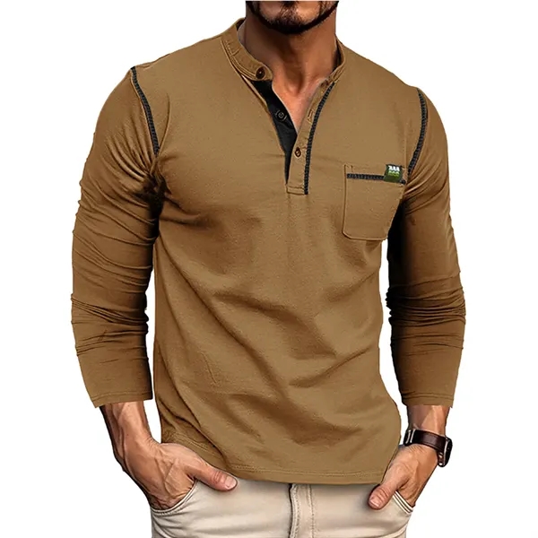 Men's Henley Shirts Long Sleeve - Men's Henley Shirts Long Sleeve - Image 10 of 11