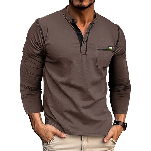 Men's Henley Shirts Long Sleeve - Men's Henley Shirts Long Sleeve - Image 11 of 11