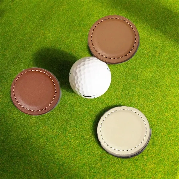 Durable Compact  Magnetic PU Leather Round Golf Ball Marker - Durable Compact  Magnetic PU Leather Round Golf Ball Marker - Image 5 of 9