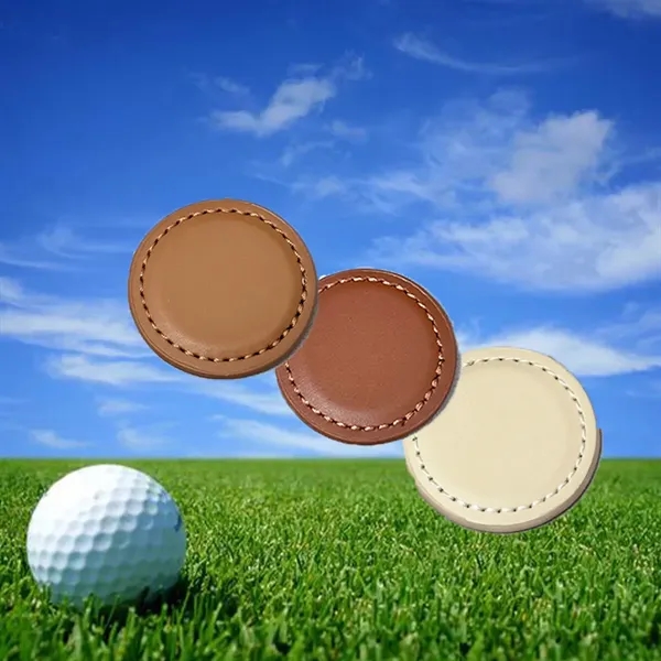 Durable Compact  Magnetic PU Leather Round Golf Ball Marker - Durable Compact  Magnetic PU Leather Round Golf Ball Marker - Image 7 of 9
