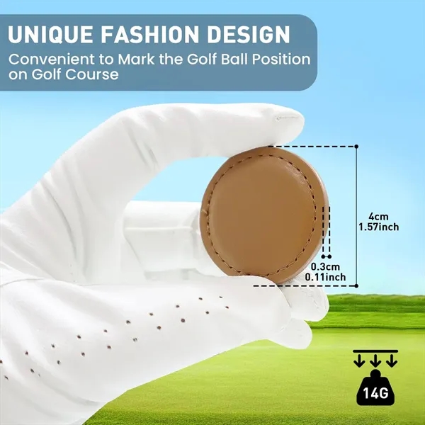 Durable Compact  Magnetic PU Leather Round Golf Ball Marker - Durable Compact  Magnetic PU Leather Round Golf Ball Marker - Image 8 of 9