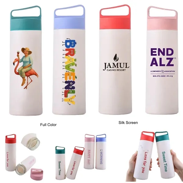 13.5 oz Glass Water Bottle with Plastic Handle Lid - 13.5 oz Glass Water Bottle with Plastic Handle Lid - Image 0 of 7