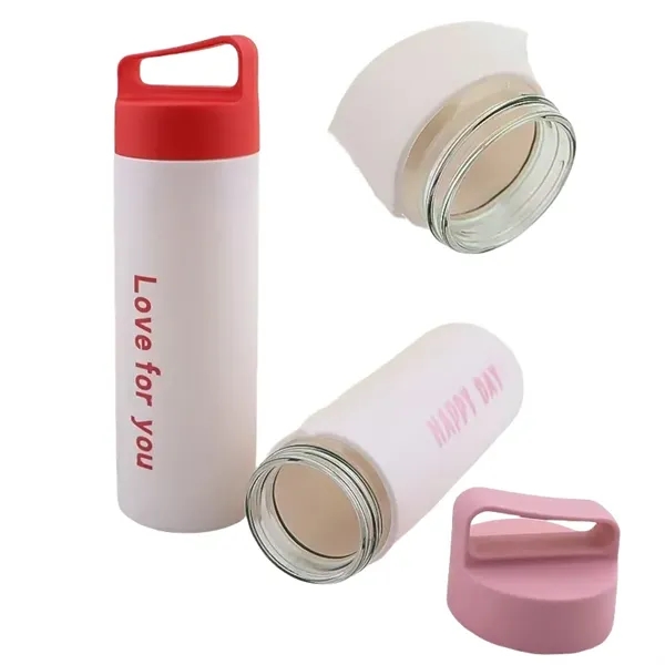 13.5 oz Glass Water Bottle with Plastic Handle Lid - 13.5 oz Glass Water Bottle with Plastic Handle Lid - Image 5 of 7