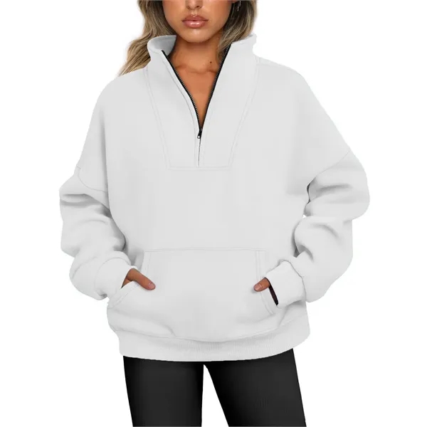 Women's Half Zip Pullover Quarter OversizedSweatshirts - Women's Half Zip Pullover Quarter OversizedSweatshirts - Image 3 of 4