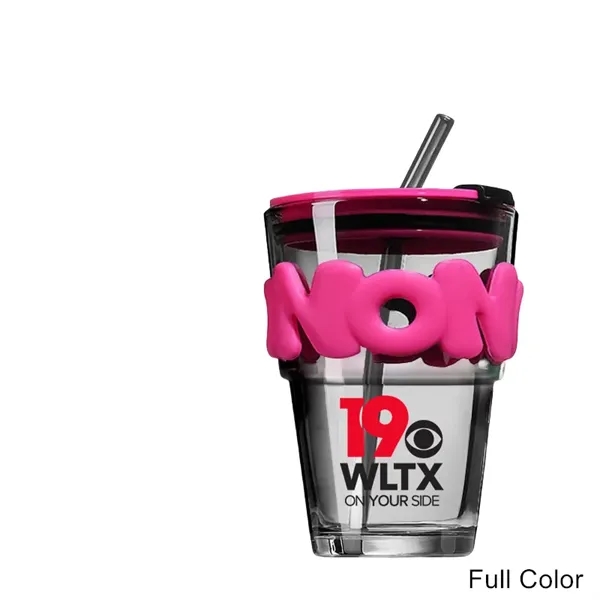 12/13.5/15 oz Glass Tumbler with Straw & Dual Drink Lid - 12/13.5/15 oz Glass Tumbler with Straw & Dual Drink Lid - Image 1 of 10