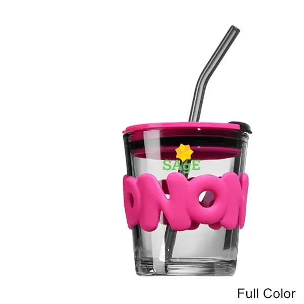 12/13.5/15 oz Glass Tumbler with Straw & Dual Drink Lid - 12/13.5/15 oz Glass Tumbler with Straw & Dual Drink Lid - Image 2 of 10