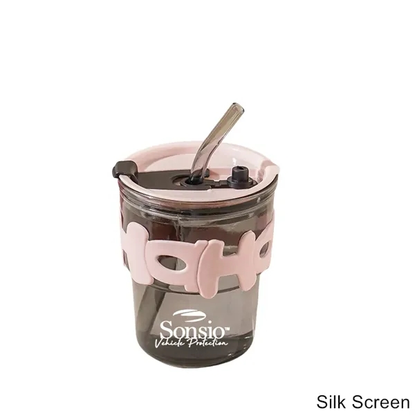 12/13.5/15 oz Glass Tumbler with Straw & Dual Drink Lid - 12/13.5/15 oz Glass Tumbler with Straw & Dual Drink Lid - Image 6 of 10