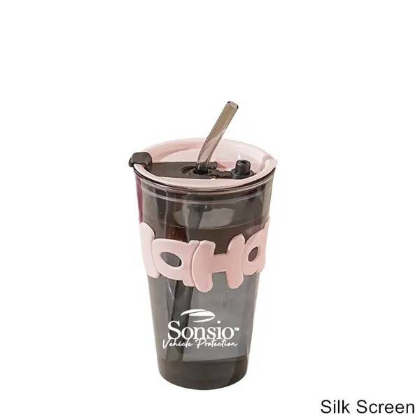 12/13.5/15 oz Glass Tumbler with Straw & Dual Drink Lid - 12/13.5/15 oz Glass Tumbler with Straw & Dual Drink Lid - Image 7 of 10