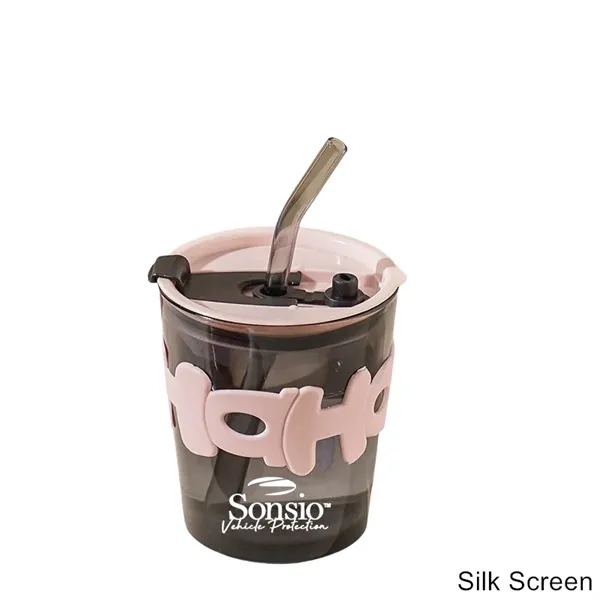 12/13.5/15 oz Glass Tumbler with Straw & Dual Drink Lid - 12/13.5/15 oz Glass Tumbler with Straw & Dual Drink Lid - Image 8 of 10