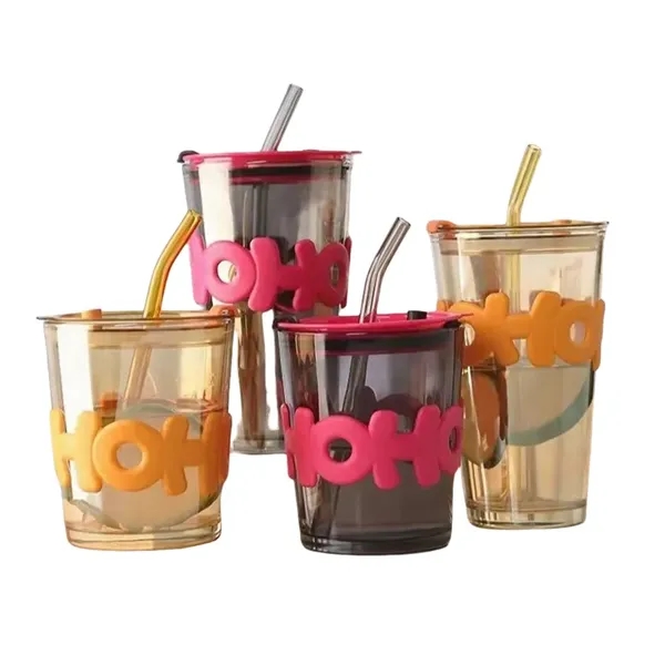 12/13.5/15 oz Glass Tumbler with Straw & Dual Drink Lid - 12/13.5/15 oz Glass Tumbler with Straw & Dual Drink Lid - Image 9 of 10