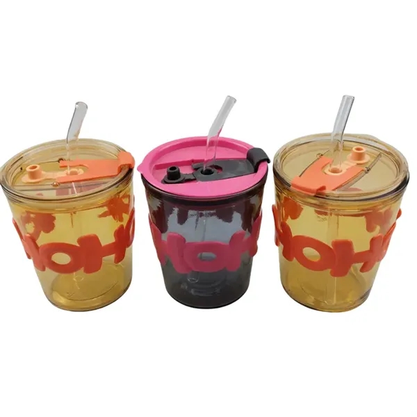 12/13.5/15 oz Glass Tumbler with Straw & Dual Drink Lid - 12/13.5/15 oz Glass Tumbler with Straw & Dual Drink Lid - Image 10 of 10
