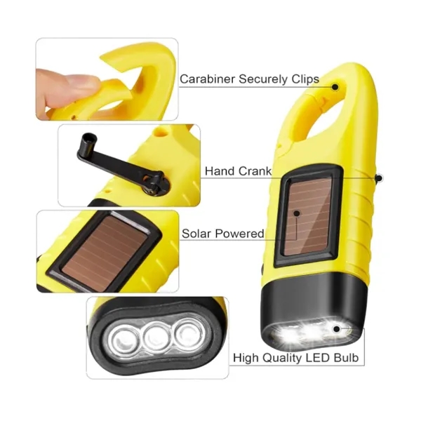 Rechargeable Hand Crank Solar Powered Flashlight - Rechargeable Hand Crank Solar Powered Flashlight - Image 2 of 4