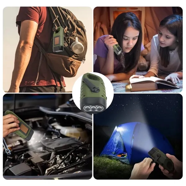 Rechargeable Hand Crank Solar Powered Flashlight - Rechargeable Hand Crank Solar Powered Flashlight - Image 3 of 4