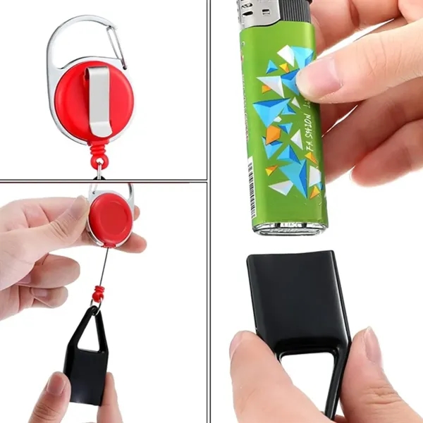 Retractable Lighter Holder with Carabiner Clip - Retractable Lighter Holder with Carabiner Clip - Image 5 of 7