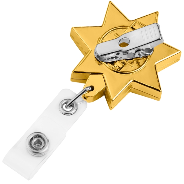 Custom Gold Seven Point Star Badge Reel (150 Units in Bulk)