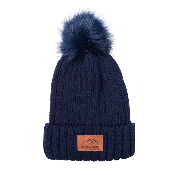 Leeman Knit Beanie With Fur Pom Pom - Leeman Knit Beanie With Fur Pom Pom - Image 1 of 7