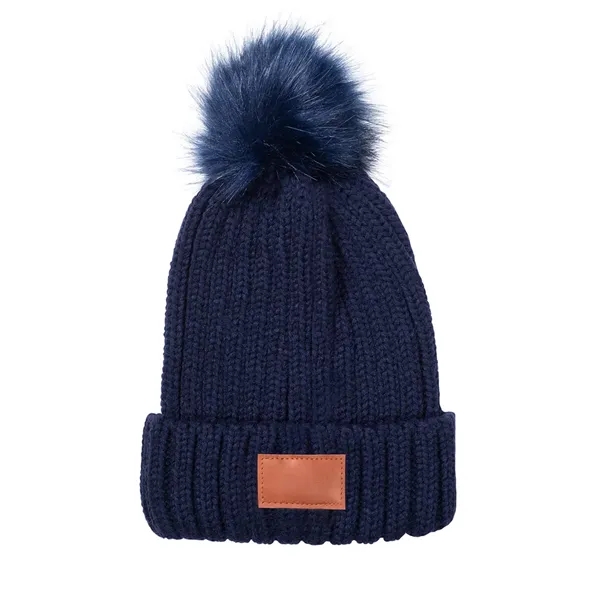 Leeman Knit Beanie With Fur Pom Pom - Leeman Knit Beanie With Fur Pom Pom - Image 2 of 7