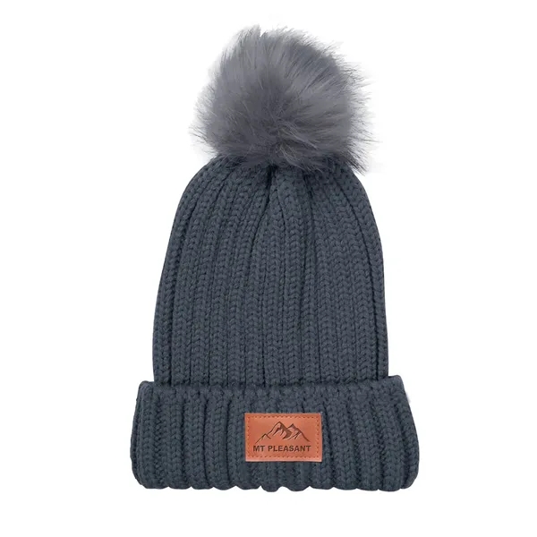 Leeman Knit Beanie With Fur Pom Pom - Leeman Knit Beanie With Fur Pom Pom - Image 3 of 7