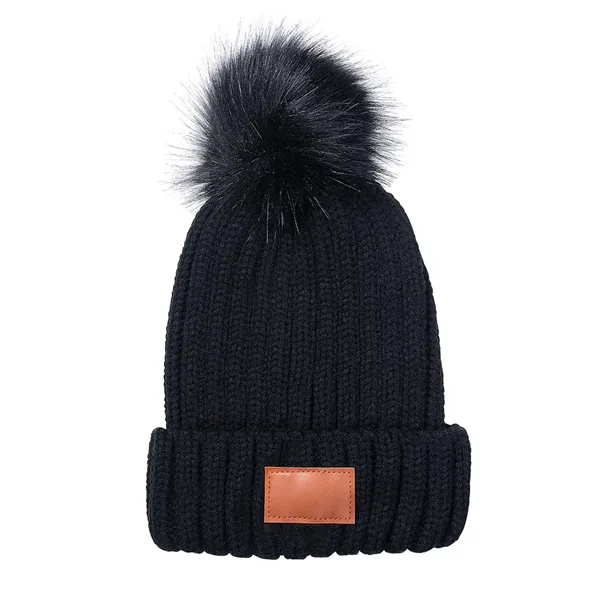 Leeman Knit Beanie With Fur Pom Pom - Leeman Knit Beanie With Fur Pom Pom - Image 7 of 7
