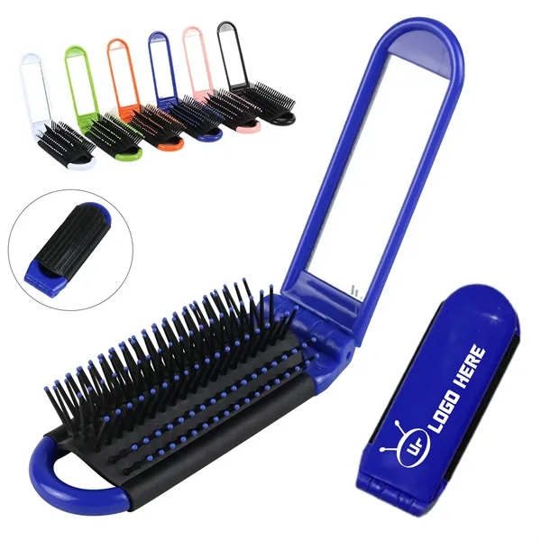 Foldable Hair Brush w/ Compact Mirror - Foldable Hair Brush w/ Compact Mirror - Image 0 of 7