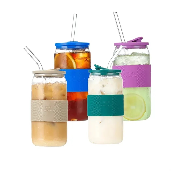 16 Oz Glass Mason Straw Cup With Lid - 16 Oz Glass Mason Straw Cup With Lid - Image 2 of 2