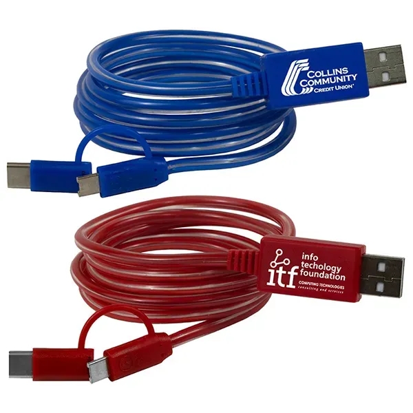 Payson 3-in-1 LED Lighted Cell Phone Charging Cable - Payson 3-in-1 LED Lighted Cell Phone Charging Cable - Image 0 of 11