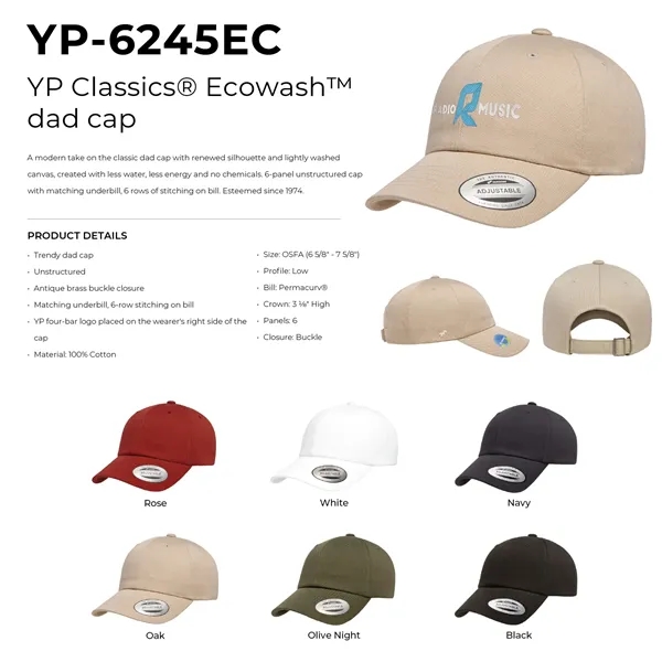 Yupoong 6245EC YP Classics Ecowash Dad Hat - Yupoong 6245EC YP Classics Ecowash Dad Hat - Image 12 of 16