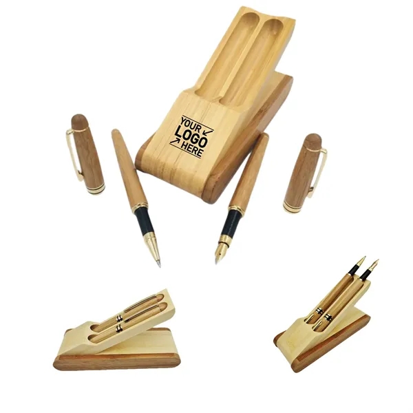 Bamboo Pen Set With Base - Bamboo Pen Set With Base - Image 0 of 2