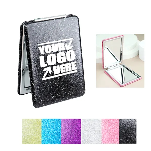 Glitter PU Leather Compact Mirror - Glitter PU Leather Compact Mirror - Image 0 of 3