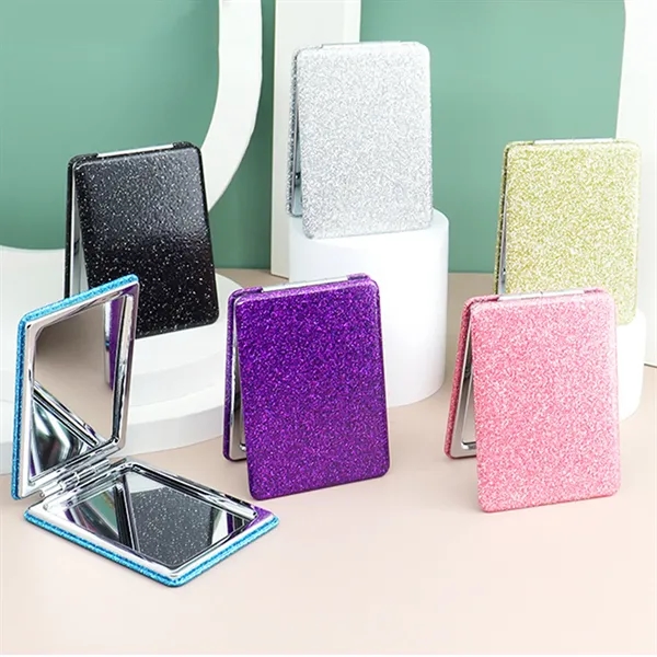 Glitter PU Leather Compact Mirror - Glitter PU Leather Compact Mirror - Image 3 of 3