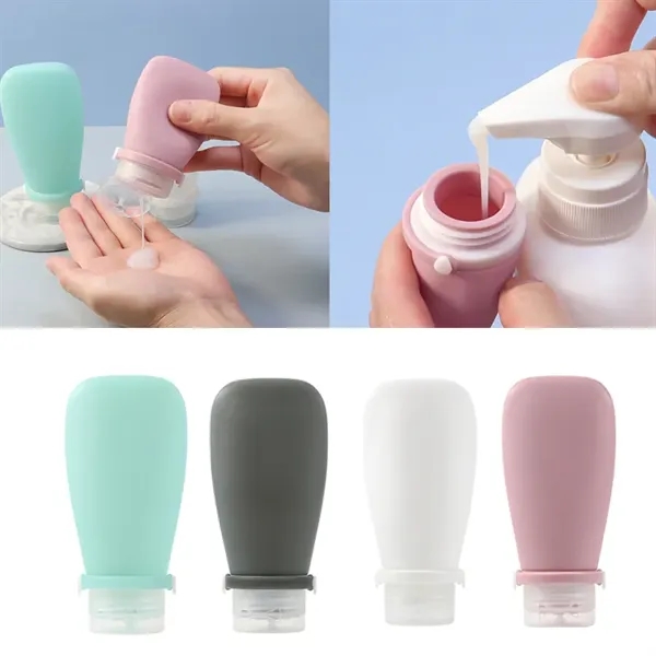 Silicone Travel Container Refillable 2oz Bottles for Shampoo - Silicone Travel Container Refillable 2oz Bottles for Shampoo - Image 0 of 5