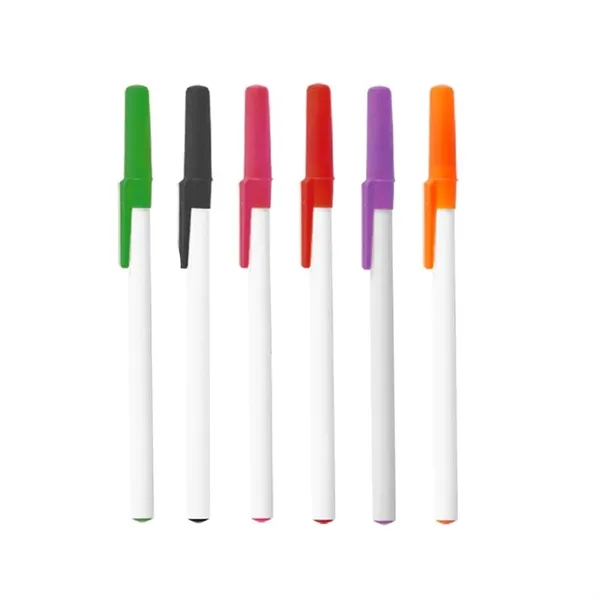White Plastic Barrel Stick Pen - White Plastic Barrel Stick Pen - Image 1 of 8