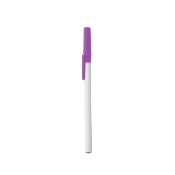 White Plastic Barrel Stick Pen - White Plastic Barrel Stick Pen - Image 7 of 8