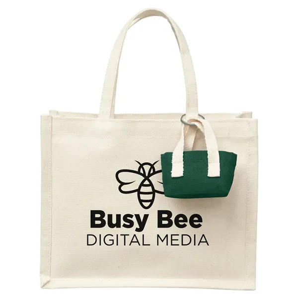 Mini Recycled Cotton Tote Bag with Charm - Mini Recycled Cotton Tote Bag with Charm - Image 0 of 11