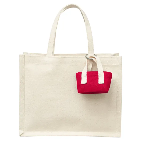 Mini Recycled Cotton Tote Bag with Charm - Mini Recycled Cotton Tote Bag with Charm - Image 9 of 11