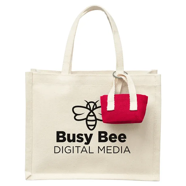Mini Recycled Cotton Tote Bag with Charm - Mini Recycled Cotton Tote Bag with Charm - Image 11 of 11
