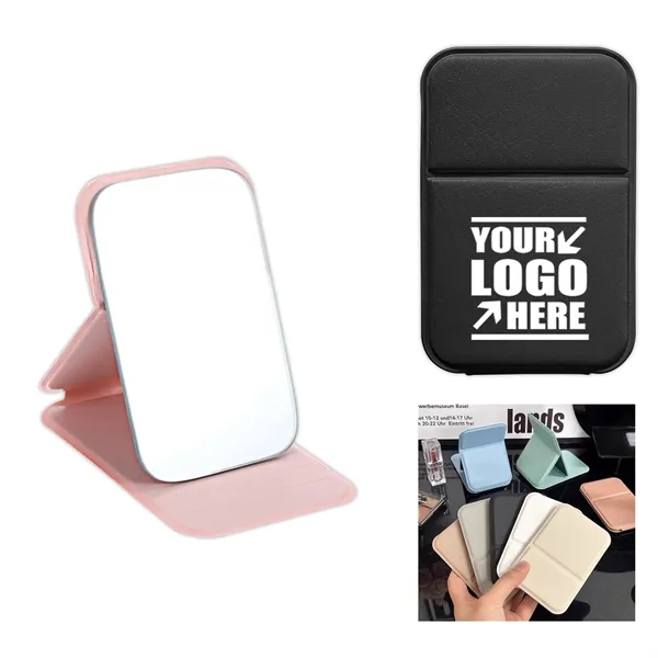 Portable PU Leather Folding Makeup Mirror - Portable PU Leather Folding Makeup Mirror - Image 0 of 5