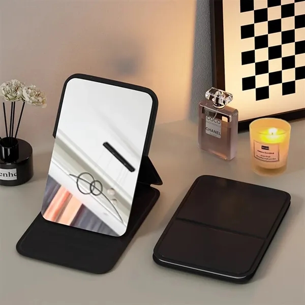 Portable PU Leather Folding Makeup Mirror - Portable PU Leather Folding Makeup Mirror - Image 3 of 5