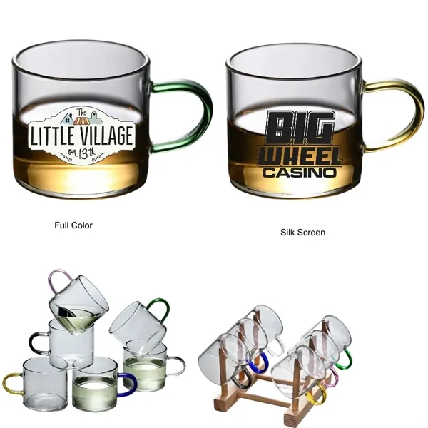 4 oz Mini Borosilicate Glass Tea Cup with Colored Handle - 4 oz Mini Borosilicate Glass Tea Cup with Colored Handle - Image 0 of 10