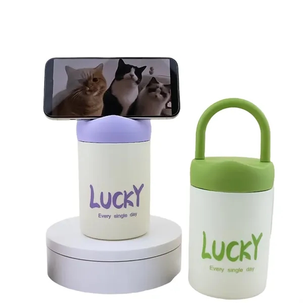 16 oz Portable Glass Cup with Handle & Phone Stand Lid - 16 oz Portable Glass Cup with Handle & Phone Stand Lid - Image 5 of 10