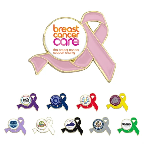 Awareness Ribbon Lapel Pins w/ Custom Logo