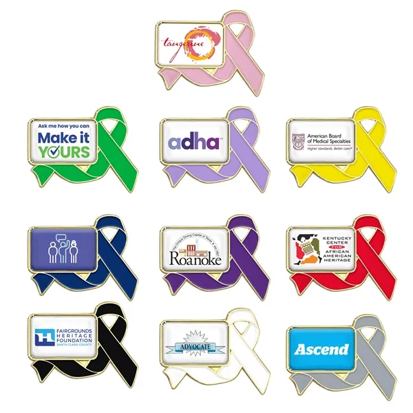 Awareness Ribbon Lapel Pins w/ Custom Logo - Awareness Ribbon Lapel Pins w/ Custom Logo - Image 7 of 16