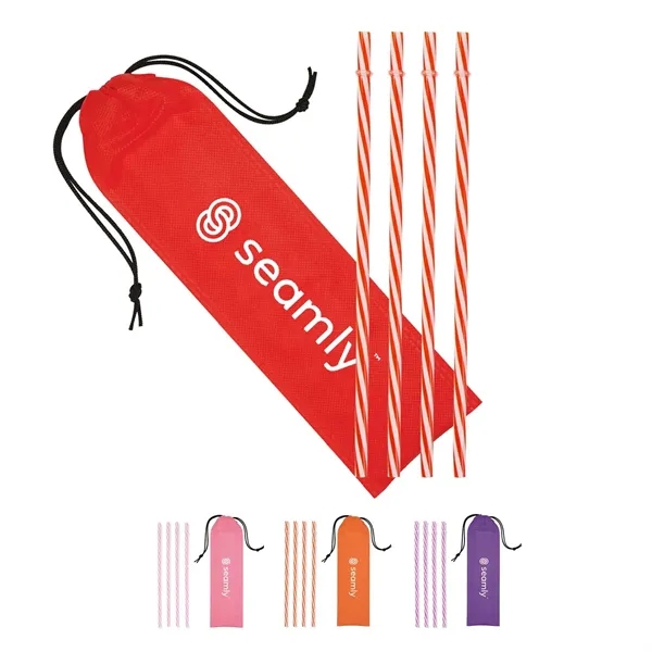 Reusable Straws in Drawstring Pouch - Reusable Straws in Drawstring Pouch - Image 0 of 4