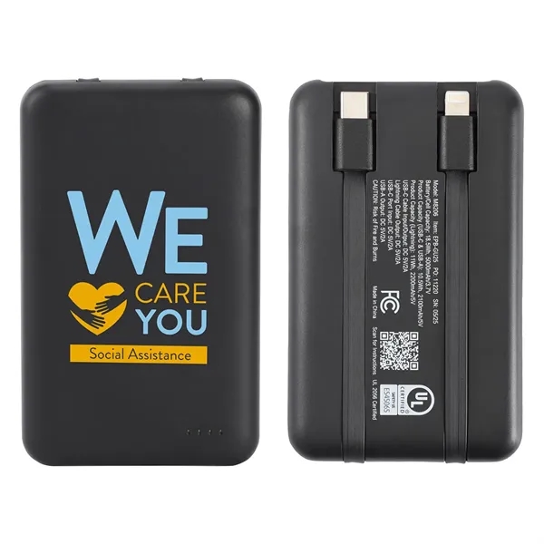 Guild 5000mAh UL-Listed Power Bank With Built-in Cables - Guild 5000mAh UL-Listed Power Bank With Built-in Cables - Image 1 of 2