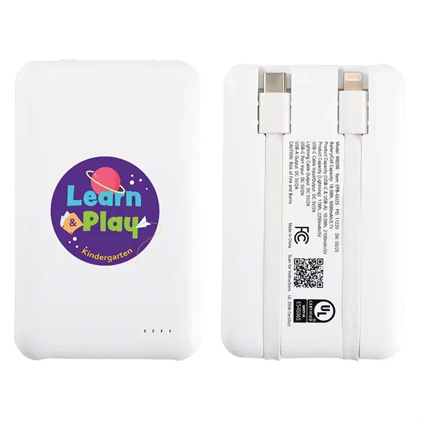 Guild 5000mAh UL-Listed Power Bank With Built-in Cables - Guild 5000mAh UL-Listed Power Bank With Built-in Cables - Image 2 of 2