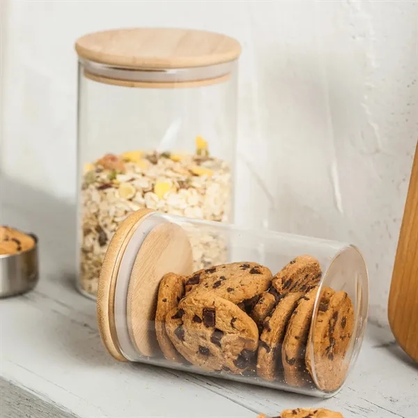 Glass Jars with Sustainable Bamboo Lids 3.35" Dia - Glass Jars with Sustainable Bamboo Lids 3.35" Dia - Image 2 of 4