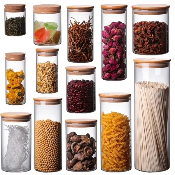 Glass Jars with Sustainable Bamboo Lids 3.35" Dia - Glass Jars with Sustainable Bamboo Lids 3.35" Dia - Image 3 of 4