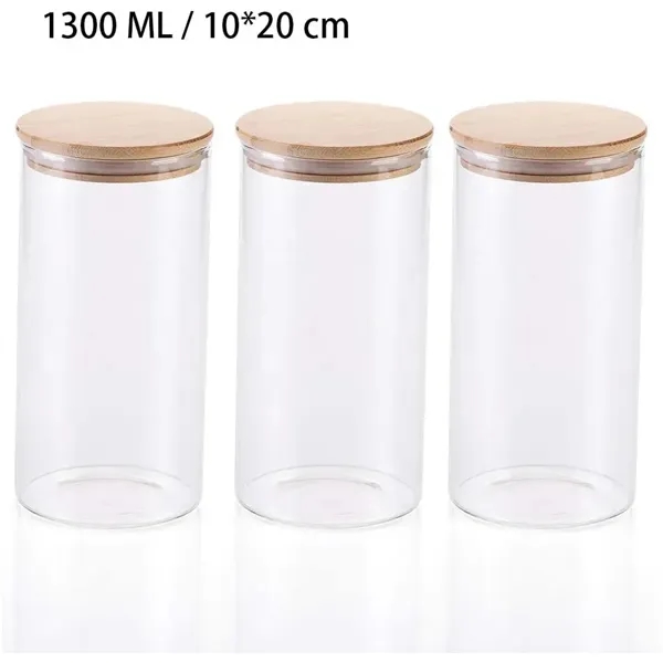 Glass Jars with Sustainable Bamboo Lids 4" Dia - Glass Jars with Sustainable Bamboo Lids 4" Dia - Image 4 of 4